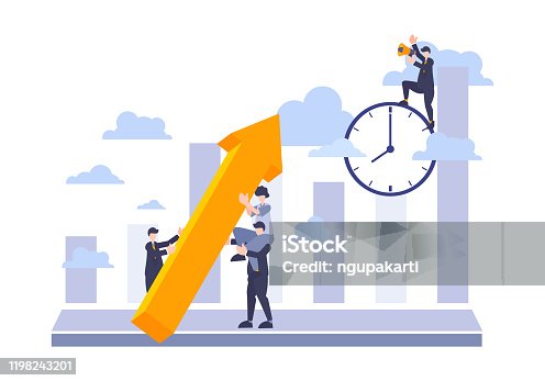 istock Flat business vector concept of analysis and strategy for good and growth chart performance of profit working and time management. 1198243201