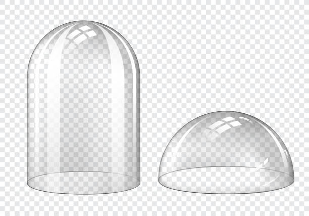 illustrazioni stock, clip art, cartoni animati e icone di tendenza di cupola di vetro vuota, vaso campana trasparente - tenda igloo