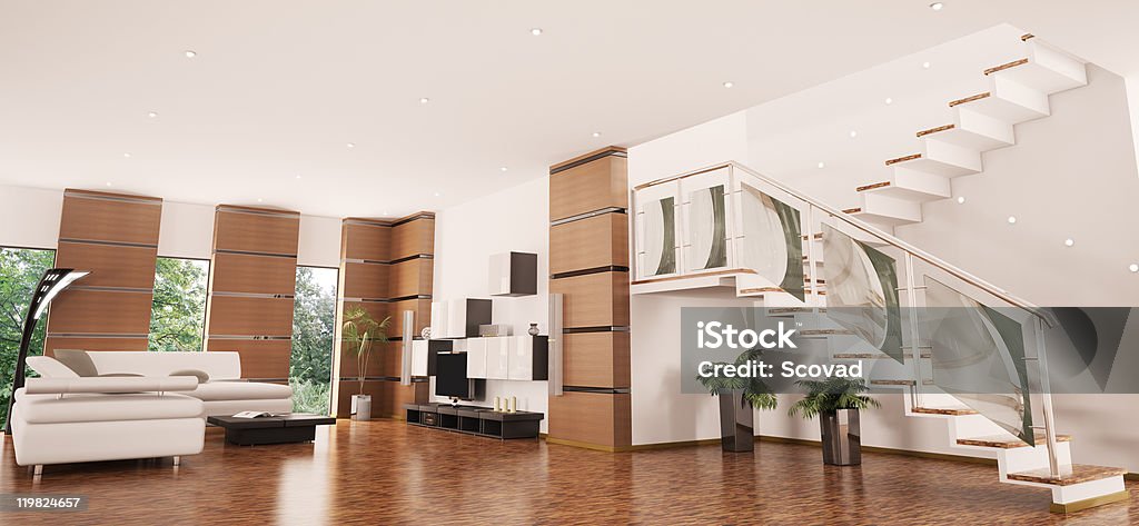 Modern apartment interior 3d render  Apartment Stock Photo