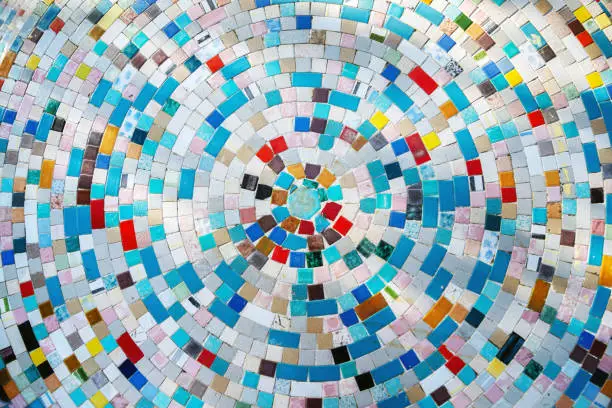 Photo of Colorful mosaic made of little ceramic tiles