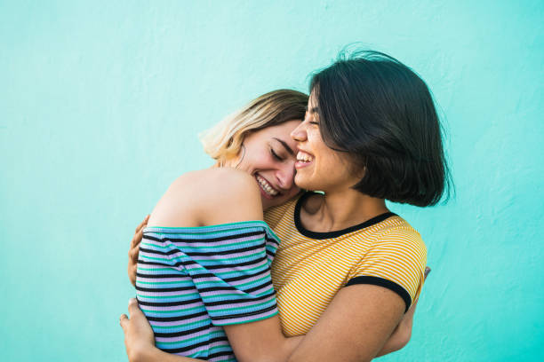 istock Loving lesbian couple hugging. 1198249076
