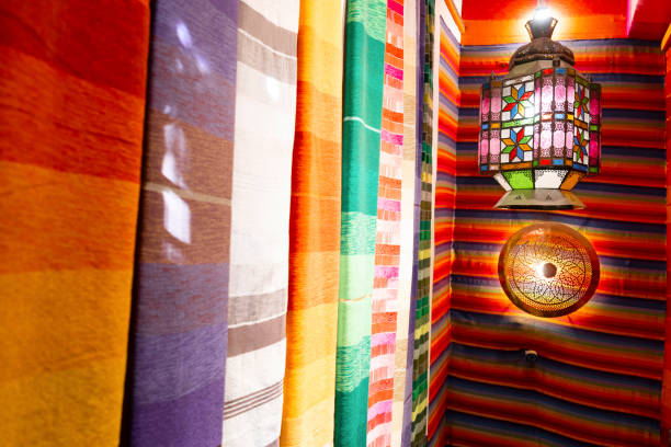 istock Colorful arabic carpets and lamp in Marrakech, Morroco 1198251240