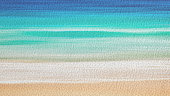 Watercolor illustration of sand beach and sea. Artistic natural painting abstract background.