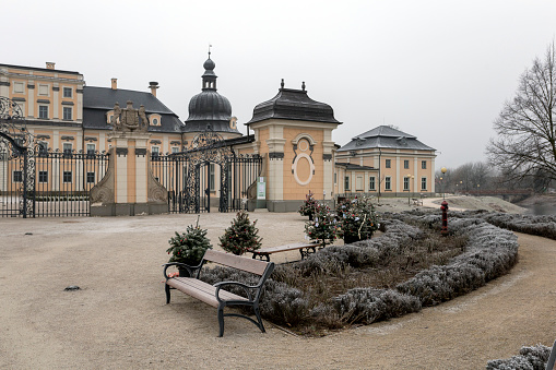 L'Huillier-Coburg Palace in Edeleny, Hungary on a winter day.