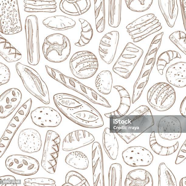 Bread Picture Pattern Vector Pattern With Bread Stock Illustration - Download Image Now ...