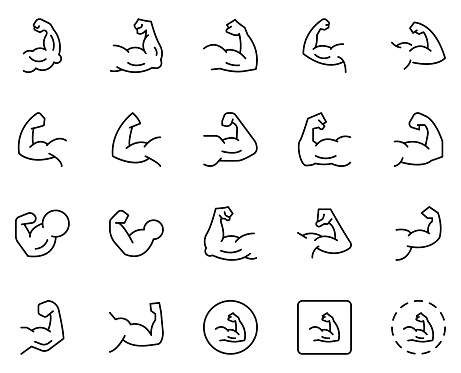 Arm icon set. Collection of high-quality black outline logo for web site design and mobile apps. Vector illustration on a white background.