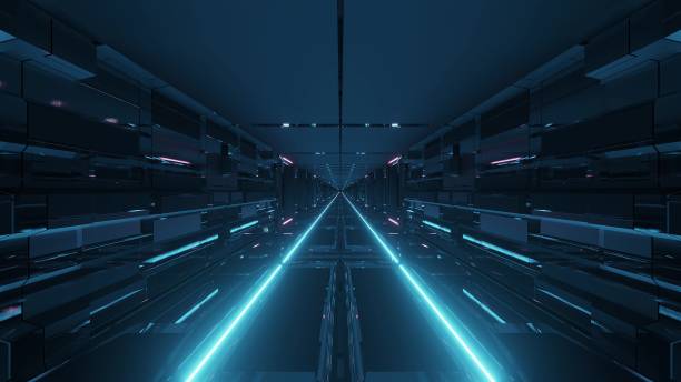 istock futuristic technical science-fiction tunnel corridor with endless glowing lights 3d illustration background wallpaper graphic artwork 1198258084