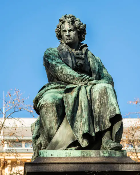 Monument of Ludwig van Beethoven in Vienna (Austria) on a sunny day in winter