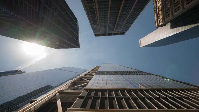 Time-lapse: Low Angle shot of Skyscraper at Lower Manhattan New York