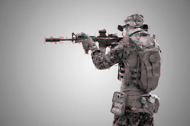 istock soldier in battle aiming laser sight optics glitch 1198258871