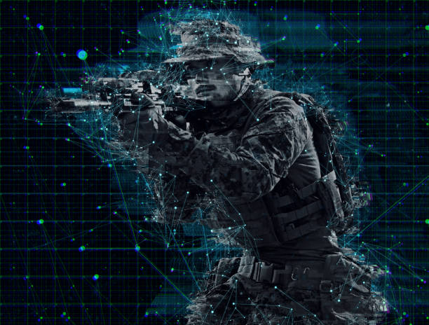 soldier in battle aiming laser sight optics glitch