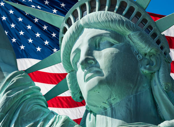 Statue of Liberty and US Flag
