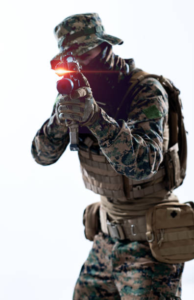 istock soldier in battle aiming laser sight optics glitch 1198260546