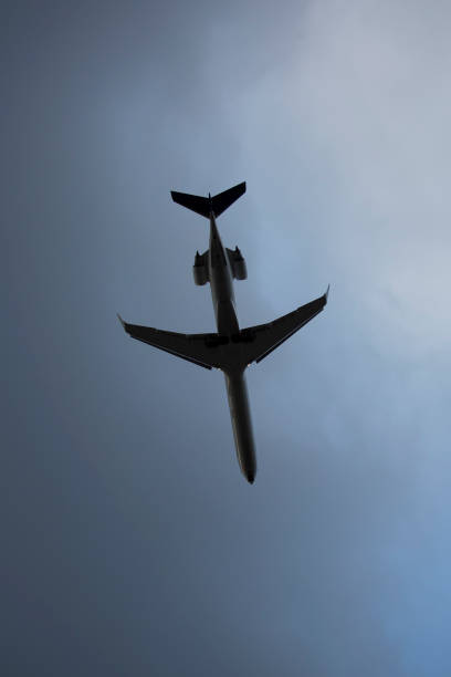istock Low-angle view of a landing airplane 1198260644