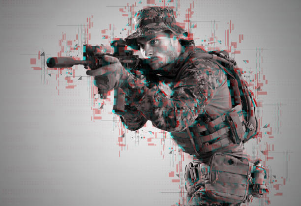 istock soldier in battle aiming laser sight optics glitch 1198262894
