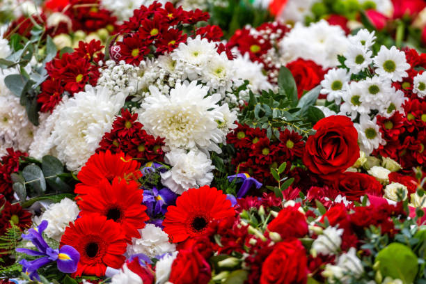istock Irregularly placed flowers in various colors, Multi colored floral background - Image 1198262949