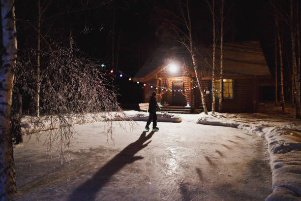 Young boy on a skating rink.
