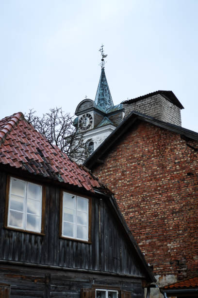 istock Small countryside city view with interesting background roof composition 1198264147