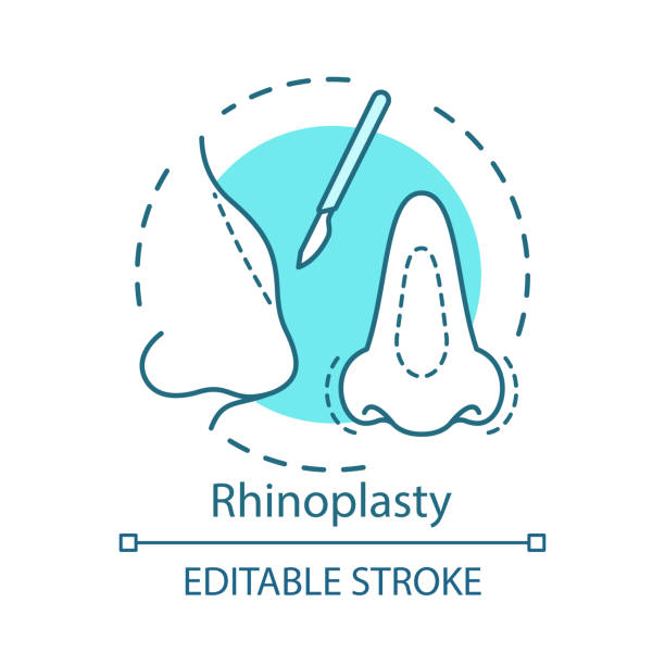 ilustrações, clipart, desenhos animados e ícones de ícone do conceito da rinoplastia - nose job illustrations