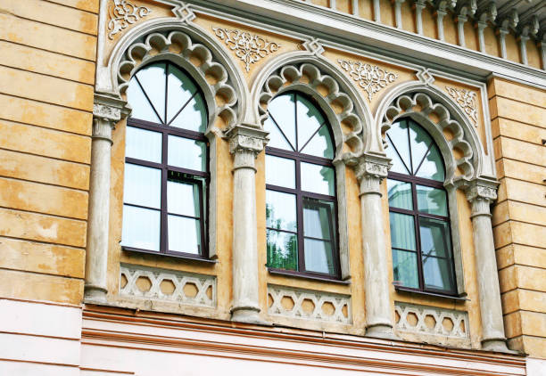 istock Vintage facade and windows of an old building 1198265300