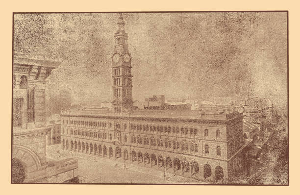 австралия: здание почтового отделения в сиднее - 19th century style urban scene horizontal sepia toned стоковые фото и изображения