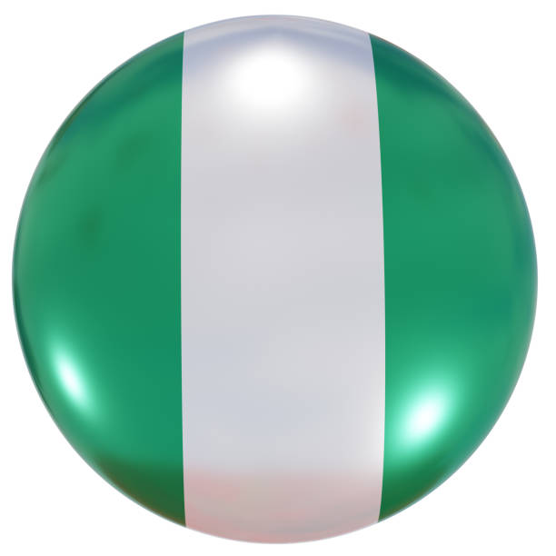 3d rendering of a Nigeria national flag on a circle icon isolated on white background