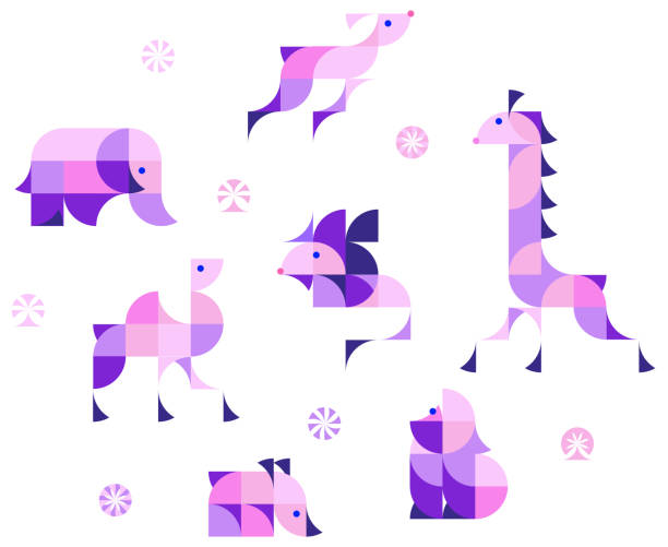 pattern animals vector illustration of decorative african animals sketches of elephants background stock illustrations
