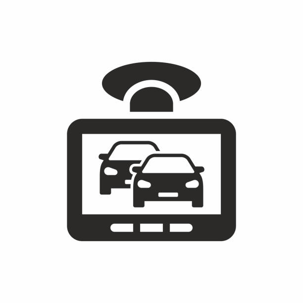 auto dash cam-symbol, dvr. - filming point of view illustrations stock-grafiken, -clipart, -cartoons und -symbole