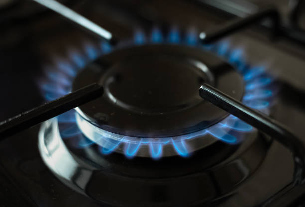 istock Blue flame of gas stove. 1198271373