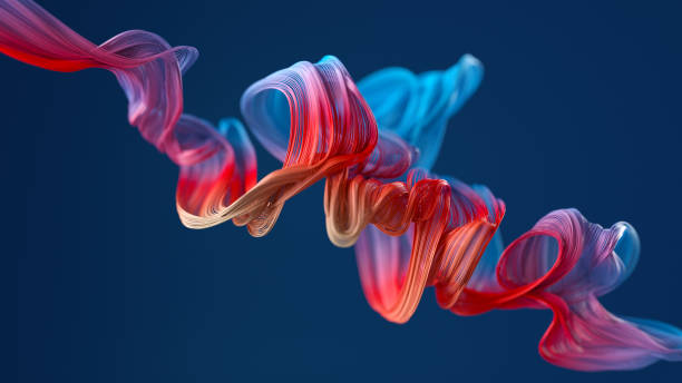 カラフルな波状のオブジェクト - 青 写真 ストックフォトと画像