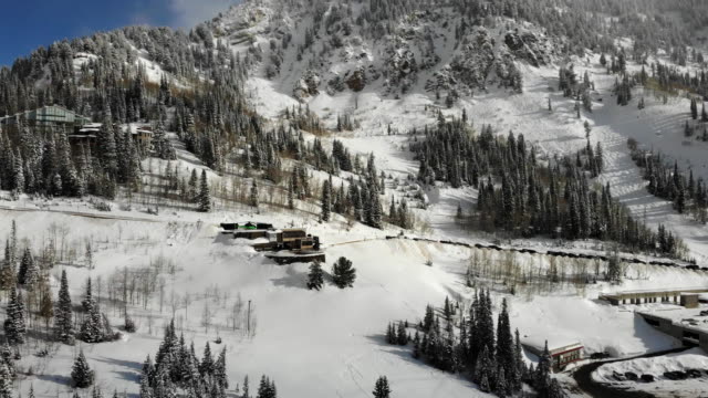 Snowbird Ski Area in the peak of winter season near Salt Lake City Utah in the Wasatch Mountain Range