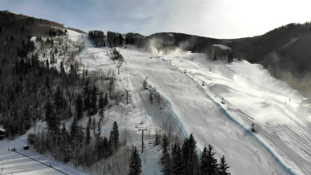 Vail Colorado Ski Area Aerial Drone Clip in the Winter