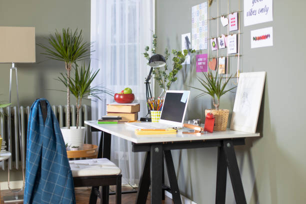 istock Workspace at home. Freelance designer's desk 1198278358