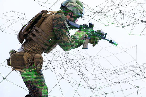 istock soldier in battle aiming laser sight optics glitch 1198282249