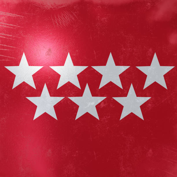 Madrid flag icon 3d rendering of a rusty and old Madrid Spain Community flag on a metallic surface. the flag of the madrid spain stock pictures, royalty-free photos & images