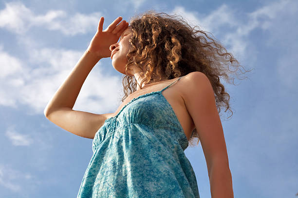 istock Woman on sky background 119828491