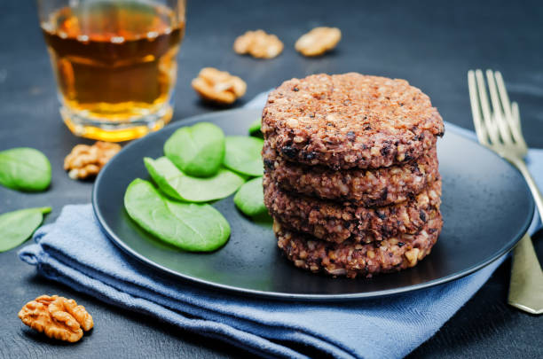 istock black beans brown rice walnut oat burgers with spinach 1198286124