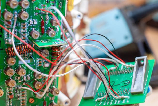 istock Components and wiring of an electronic board 1198287156