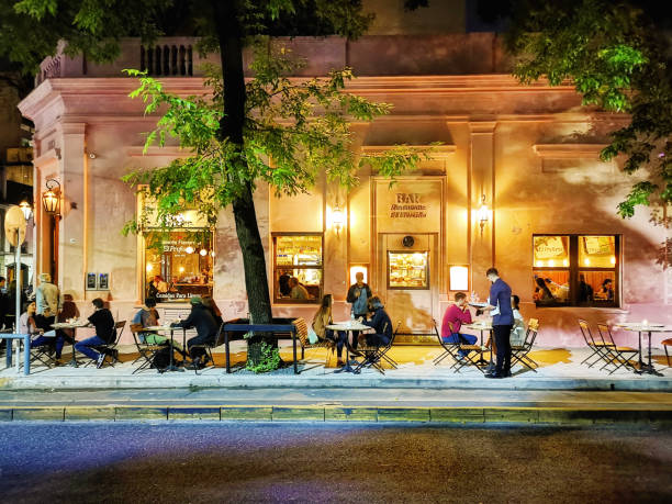 Buenos Aires Palermo nightlife food service street scene in Springtime stock photo