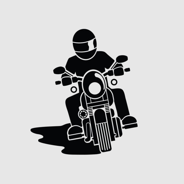 Riding Motorcycle Front View Stock Illustration - Download Image Now - Biker,  Motorcycle, Handlebar - iStock