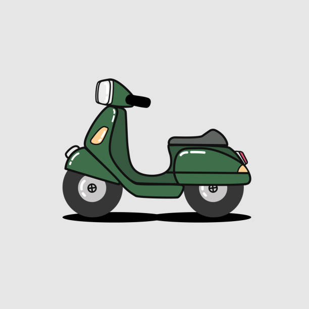 ilustrações de stock, clip art, desenhos animados e ícones de green vespa - vespa scooter