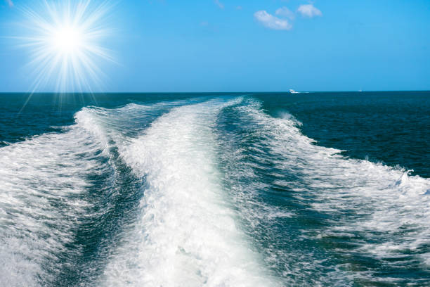 istock Wave of boat on water surface 1198293915