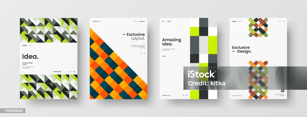 Conjunto de maquetas de maquetas de la primera página de orientación vertical del vector de presentación empresarial A4. El informe corporativo cubre el paquete de diseño de ilustración geométrica abstracta. Colección de plantillas de folletos de id - arte vectorial de Abstracto libre de derechos Conjunto de maquetas de maquetas de la primera página de orientación vertical del vector de presentación empresarial A4. El informe corporativo cubre el paquete de diseño de ilustración geométrica abstracta. Colección de plantillas de folletos de id - arte vectorial de Abstracto libre de derechos
