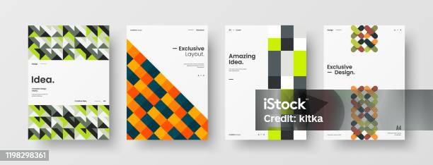 Ilustración de Conjunto De Maquetas De Maquetas De La Primera Página De Orientación Vertical Del Vector De Presentación Empresarial A4 El Informe Corporativo Cubre El Paquete De Diseño De Ilustración Geométrica Abstracta Colección De Plantillas De Folletos De Id y más Vectores Libres de Derechos de Abstracto