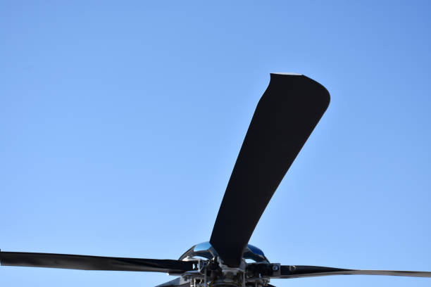 istock Close-up helicopter rotor with clear sky background 1198299359