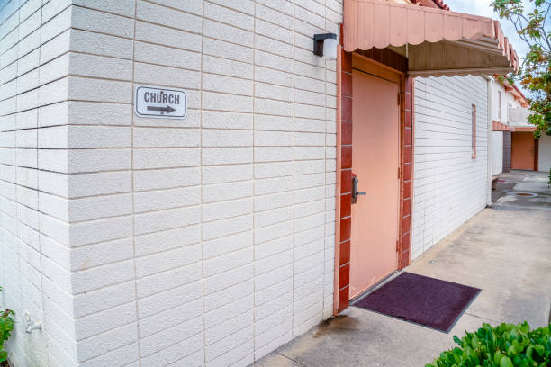 istock Covered entrance door in a modern white building 1198301173