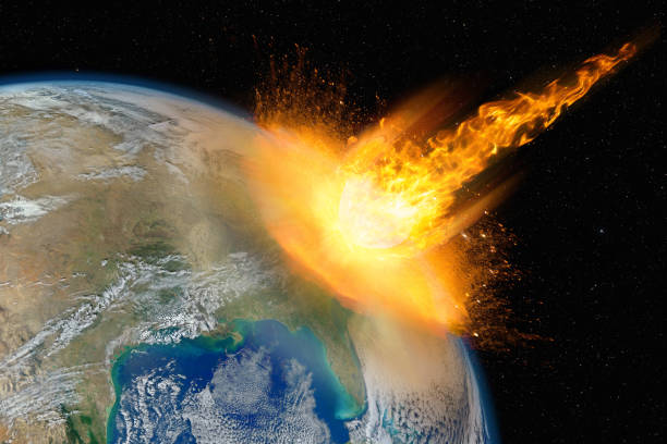 istock Dangerous asteroid hits planet Earth, total disaster and life extinction, elements of this image furnished by NASA 1198302143