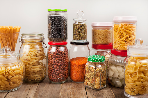 dried foods with jar and bowl