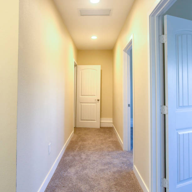 istock Square frame Carppet in a halway of an empty home 1198306380