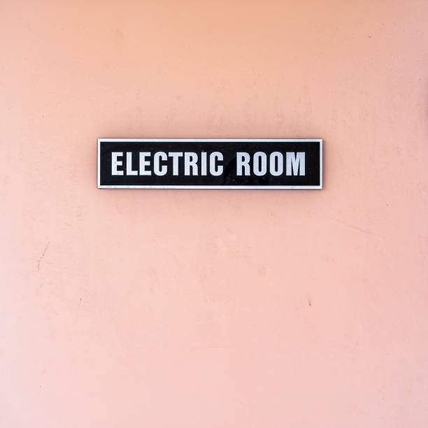 istock Square frame Close-up on electric room door with a sign 1198308288